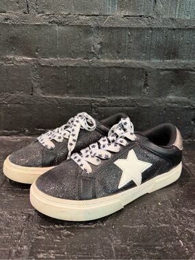 art class Black Glitter Star Sneakers with White Star Detail